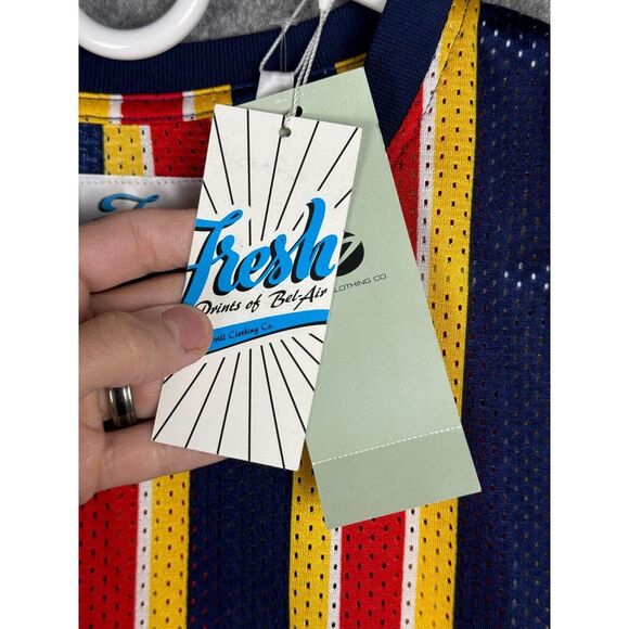 Fresh Print of Bel Air Shirt Men's Large Jersey Mesh Striped Short Sleeve NWT - Picture 5 of 7